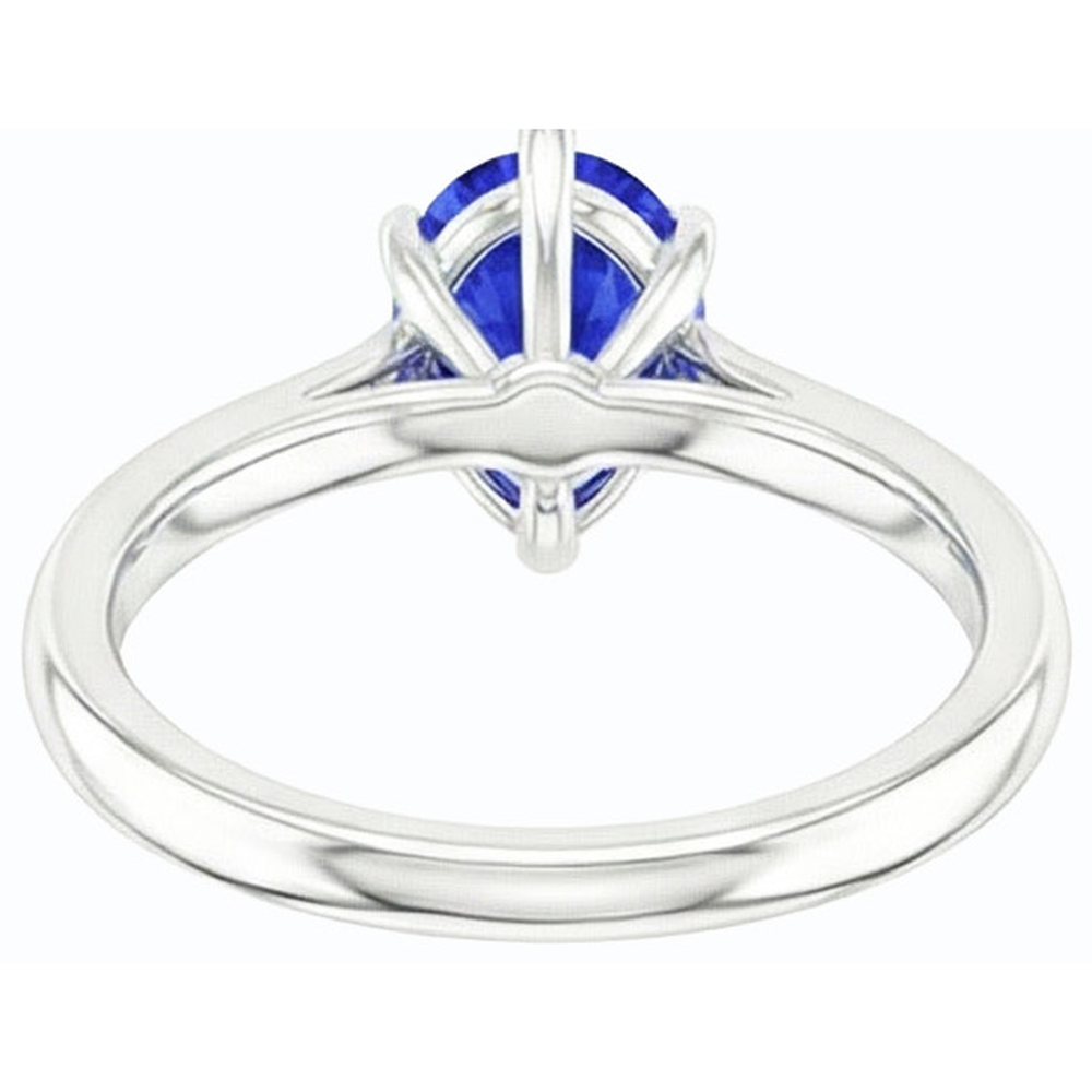 naturel pear saphir 1.50carats bague angle de côté