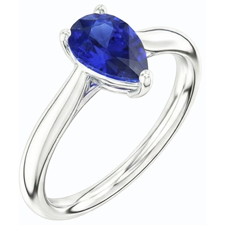 naturel pear saphir 1.50carats bague détail rapproché