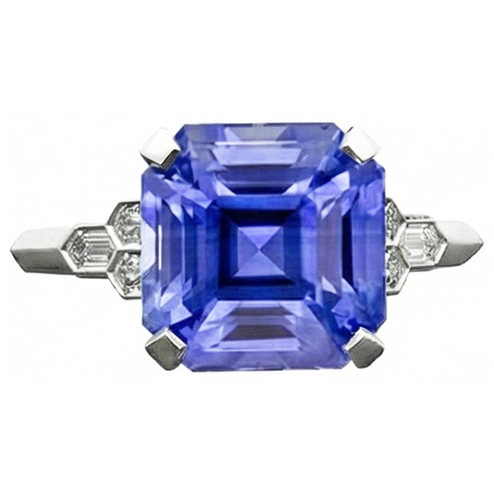 naturel baguette diamant 6.50carats bague angle de côté