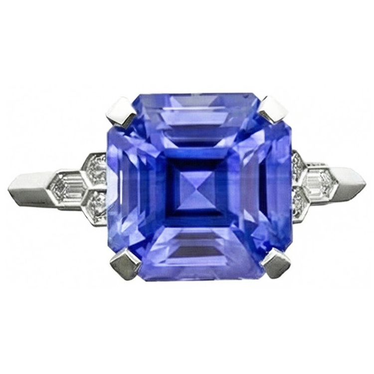 naturel baguette diamant 6.50carats bague angle de côté