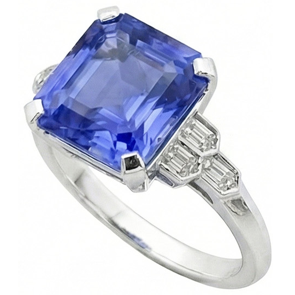 naturel baguette diamant 6.50carats bague détail rapproché