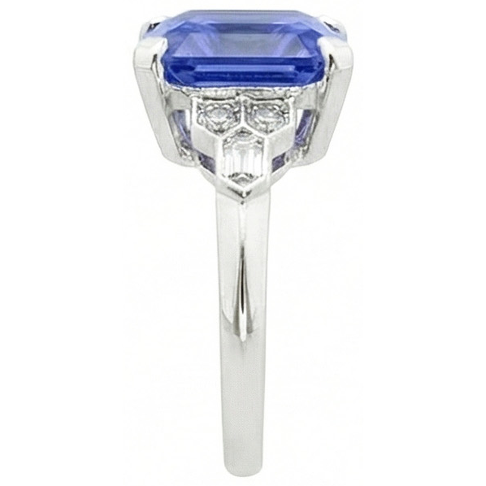 naturel baguette diamant 6.50carats bague vue de dessus