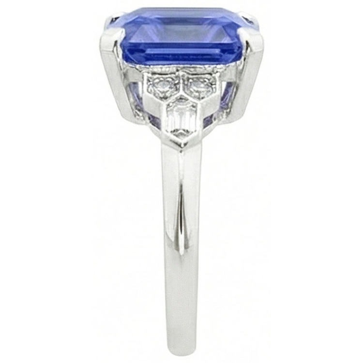 naturel baguette diamant 6.50carats bague vue de dessus