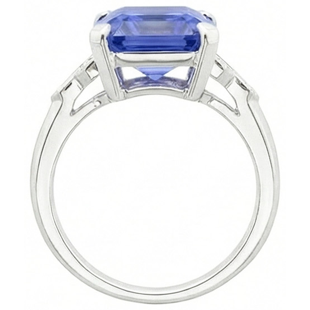 naturel baguette diamant 6.50carats bague vue de profil