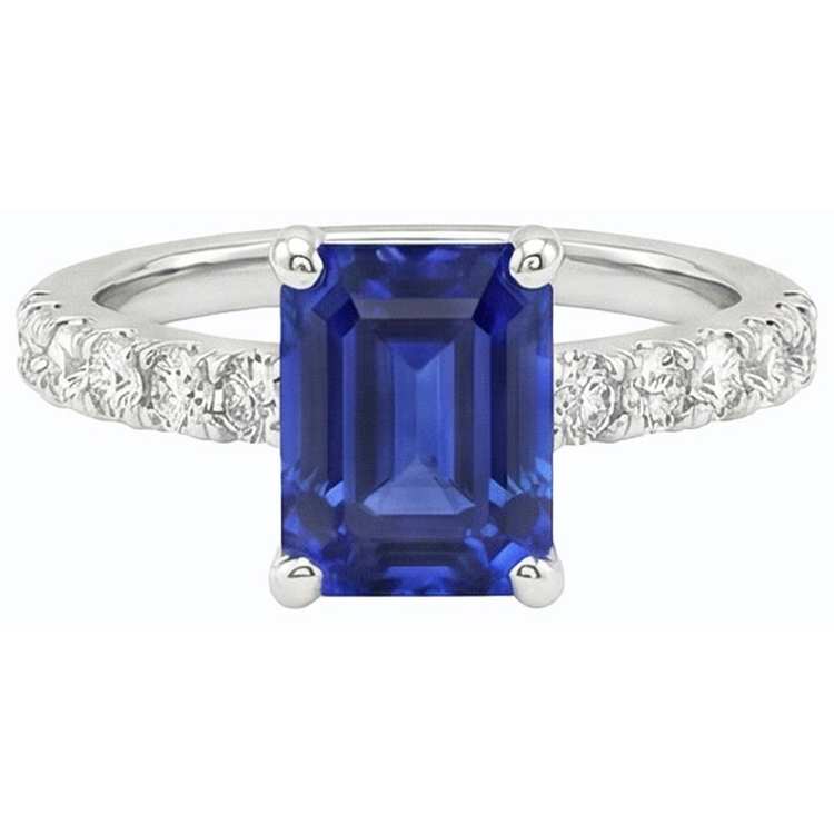 naturel round saphir 2.50carats bague vue de profil