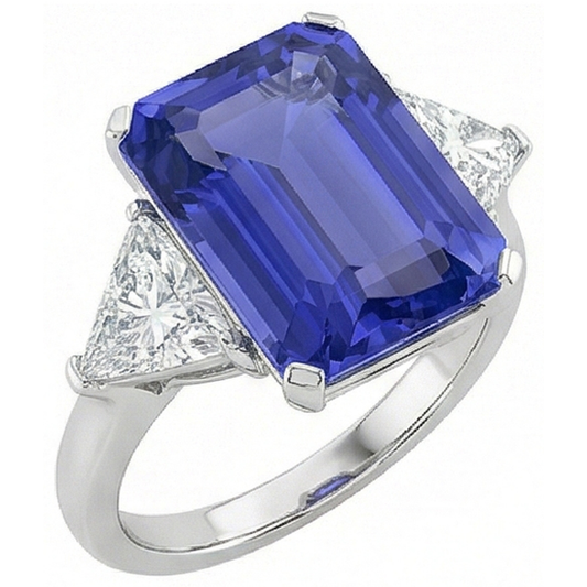 naturel trillion saphir 3.50carats bague angle de côté