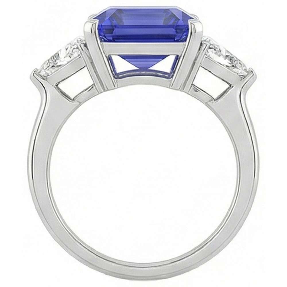 naturel trillion saphir 3.50carats bague sur blanc