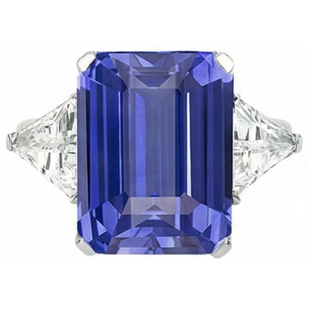 naturel trillion saphir 3.50carats bague détail rapproché