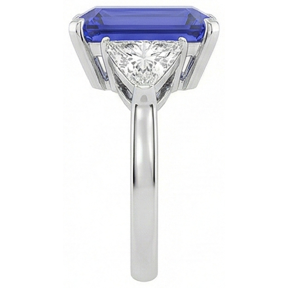 naturel trillion saphir 3.50carats bague vue de profil