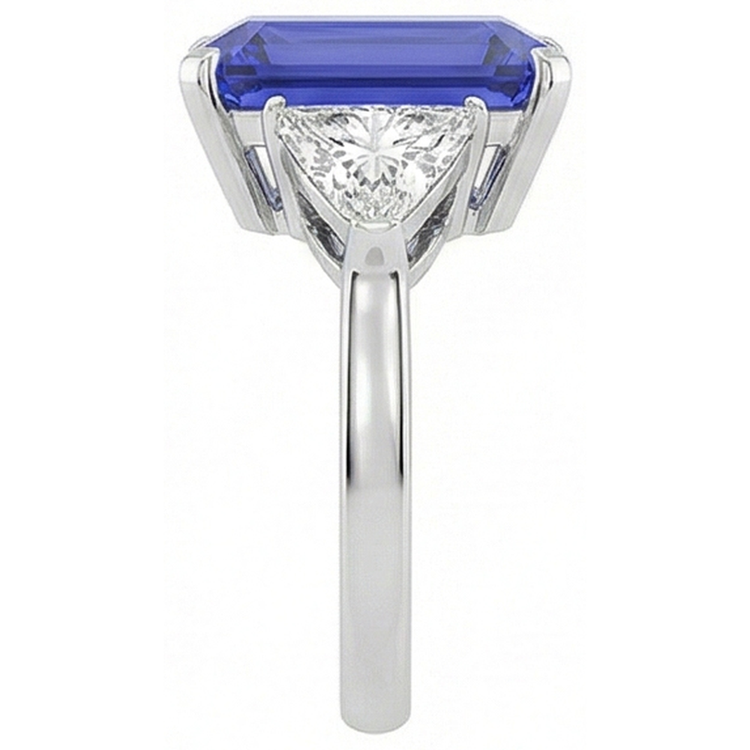 naturel trillion saphir 3.50carats bague vue de profil