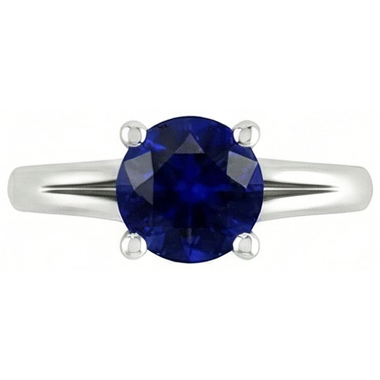 Bague saphir de Ceylan solitaire en or rond serti griffes 1.50 carats