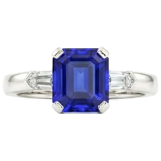 naturel baguette diamant 1.75carats bague angle de côté