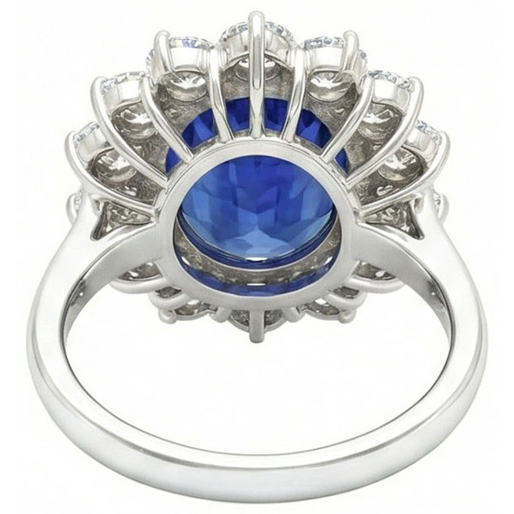 naturel oval diamant 4.60carats bague vue de dessus