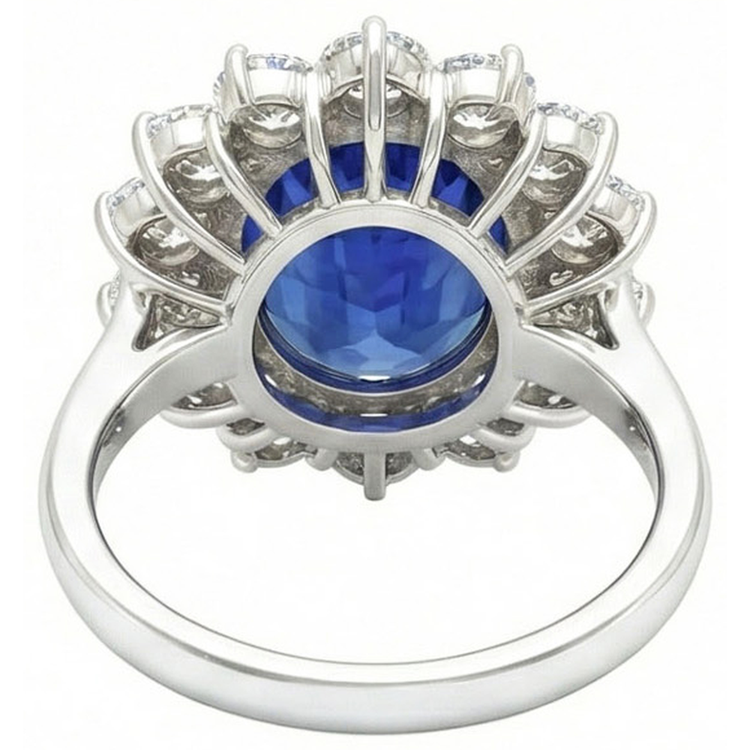 naturel oval diamant 4.60carats bague vue de dessus