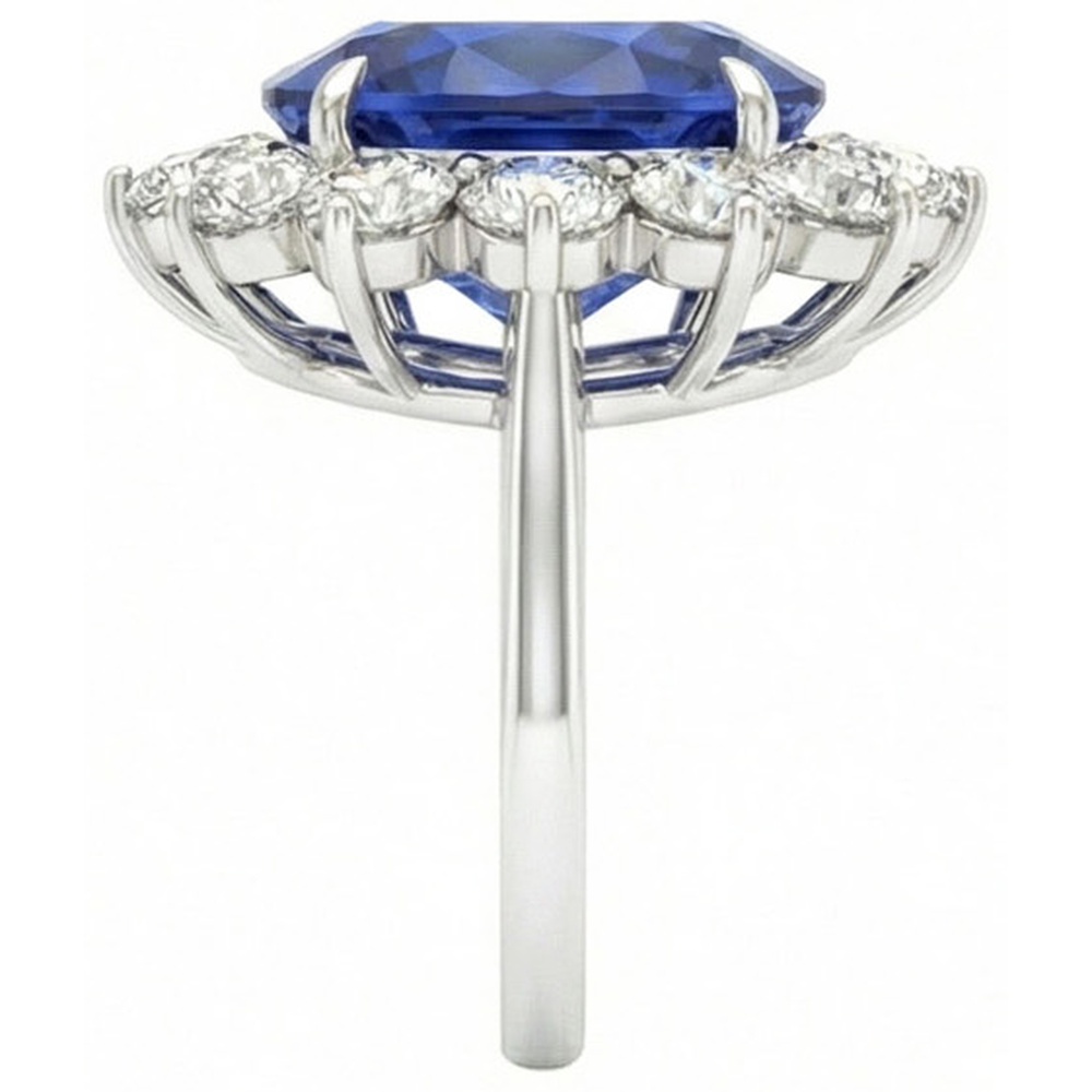 naturel oval diamant 4.60carats bague détail rapproché