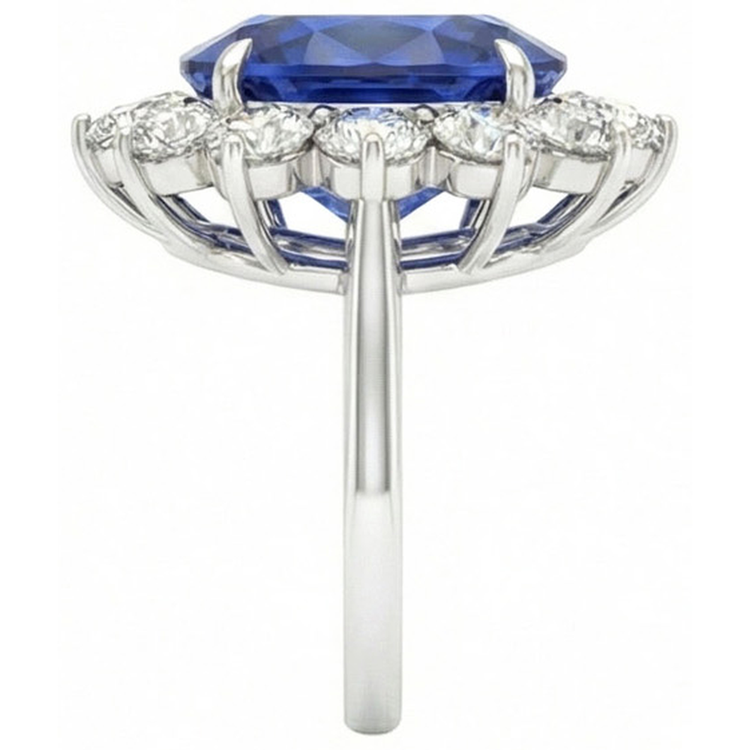 naturel oval diamant 4.60carats bague détail rapproché