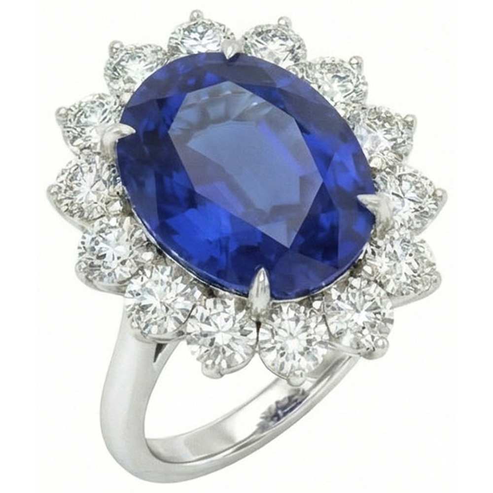 naturel oval diamant 4.60carats bague vue de face