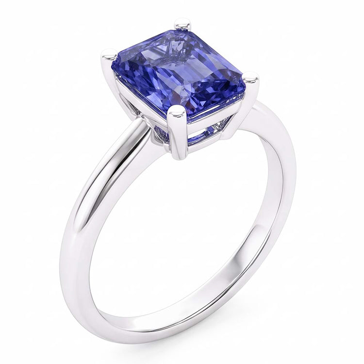 Bague saphir du Sri Lanka radiant solitaire en or pour femme 1.50 carats