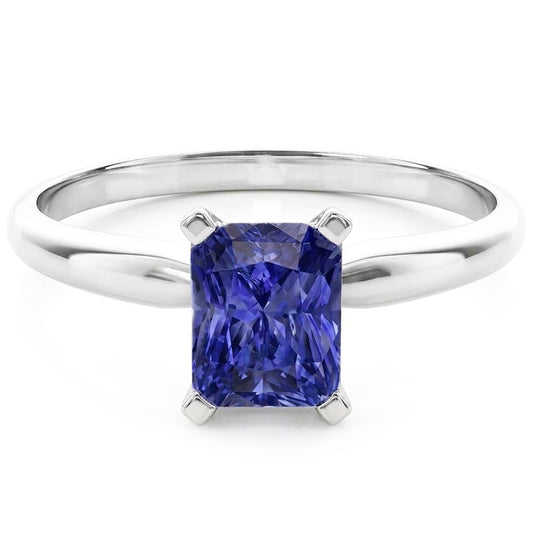 Bague saphir du Sri Lanka radiant solitaire en or pour femme 1.50 carats