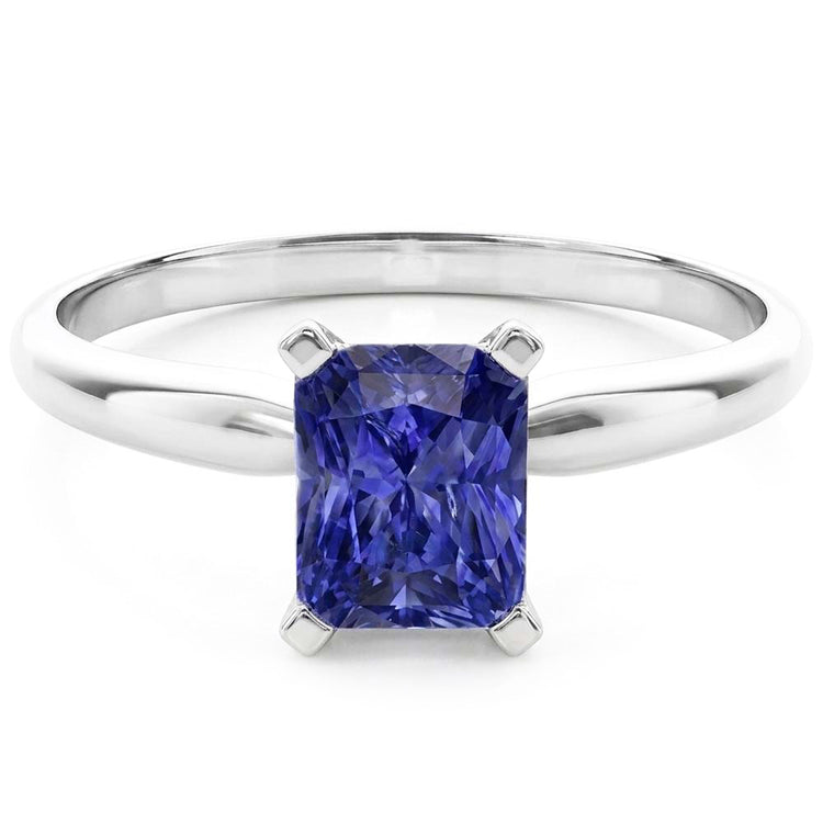 Bague saphir du Sri Lanka radiant solitaire en or pour femme 1.50 carats