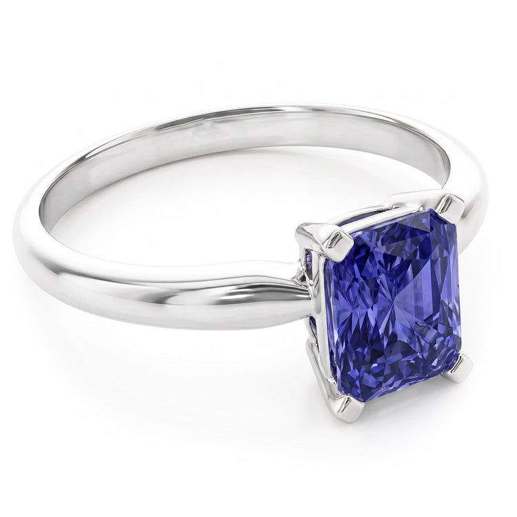 Bague saphir du Sri Lanka radiant solitaire en or pour femme 1.50 carats