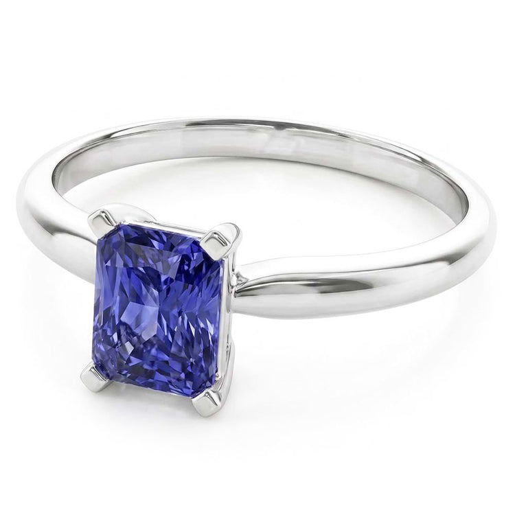Bague saphir du Sri Lanka radiant solitaire en or pour femme 1.50 carats