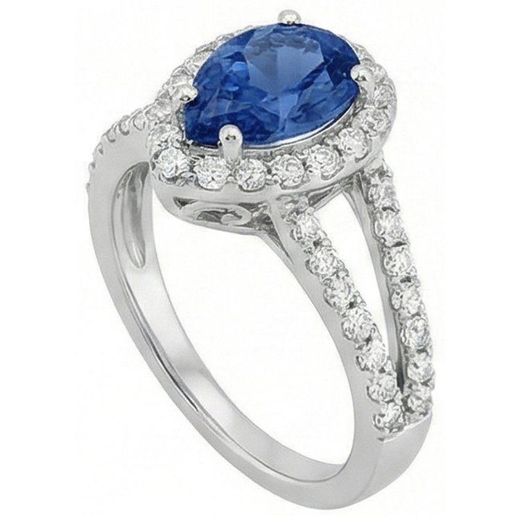 naturel pear diamant 4carats bague vue de face