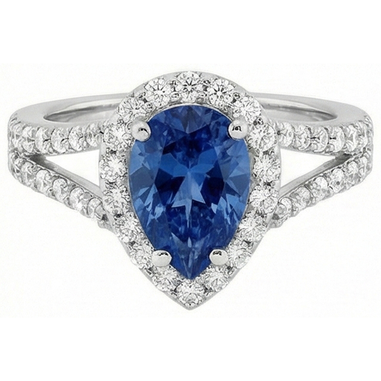 naturel pear diamant 4carats bague détail rapproché