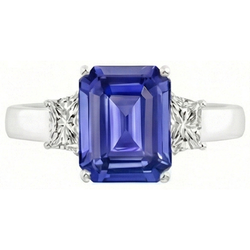 Bague saphir émeraude 3 pierres et bijoux en diamant radieux 2.75 carats