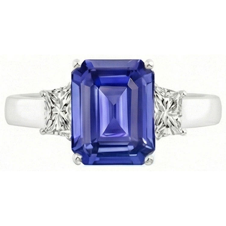 Bague saphir émeraude 3 pierres et bijoux en diamant radieux 2.75 carats