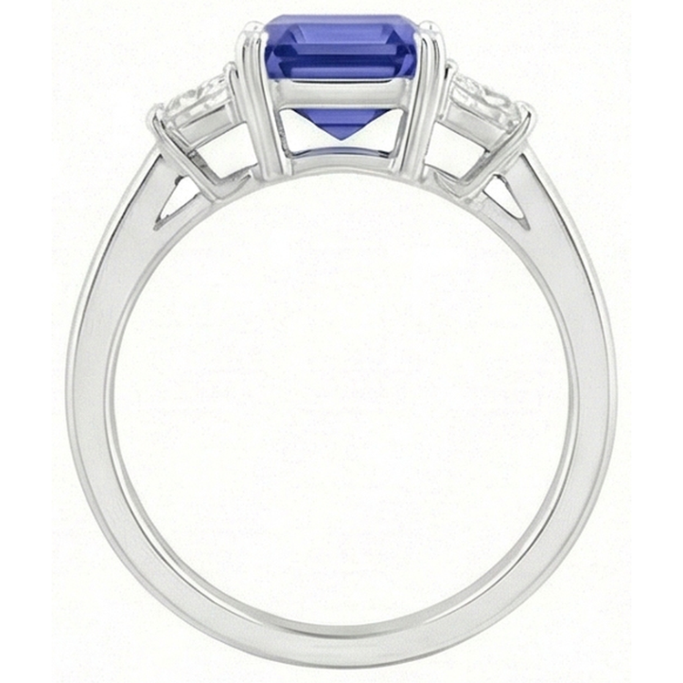 Bague saphir émeraude 3 pierres et bijoux en diamant radieux 2.75 carats