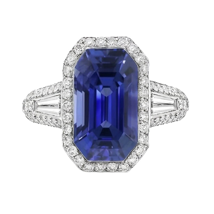 naturel baguette diamant 4carats bague vue de dessus