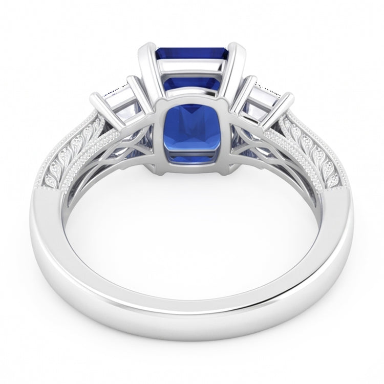 Bague saphir émeraude en or 14 carats 3 carats 3 accents de style pierre