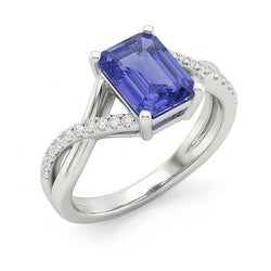 Bague saphir émeraude pierres précieuses bijoux tige infini en or 3 carats