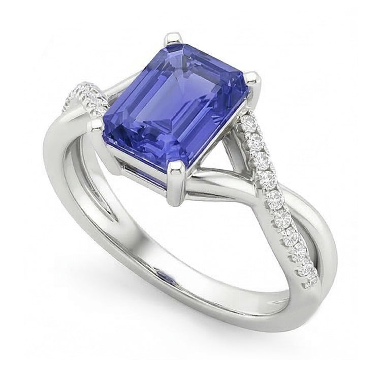Bague saphir émeraude pierres précieuses bijoux tige infini en or 3 carats
