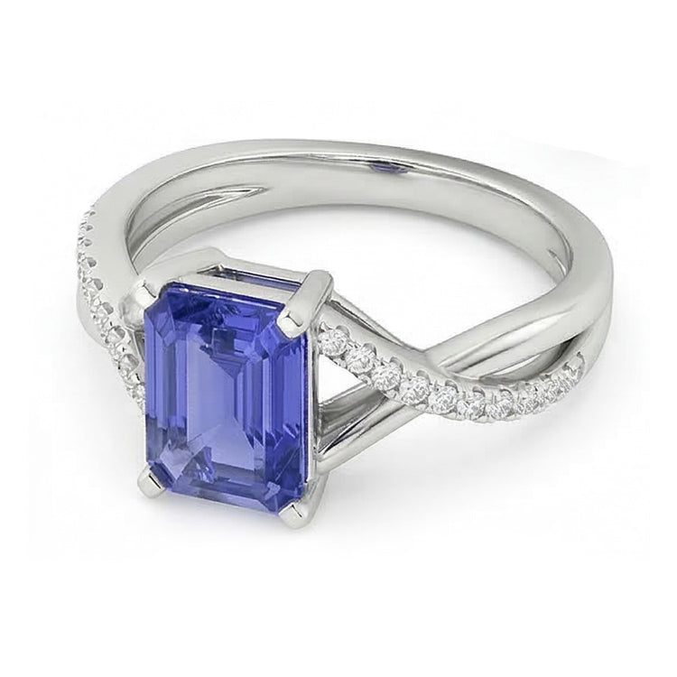 Bague saphir émeraude pierres précieuses bijoux tige infini en or 3 carats