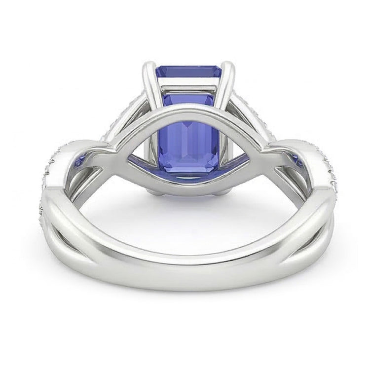 Bague saphir émeraude pierres précieuses bijoux tige infini en or 3 carats