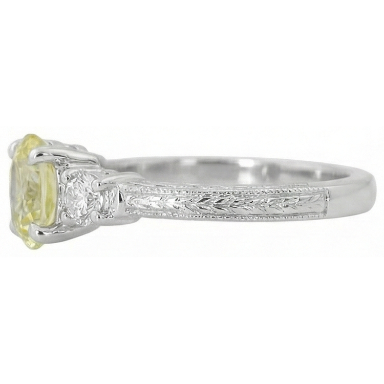 Bague saphir jaune et diamants 3 carats en or blanc 14 carats