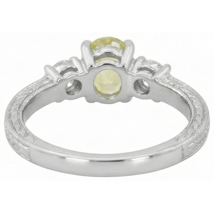 Bague saphir jaune et diamants 3 carats en or blanc 14 carats