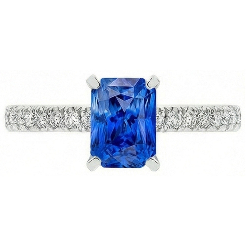 naturel radiant diamant 3.50carats bague angle de côté