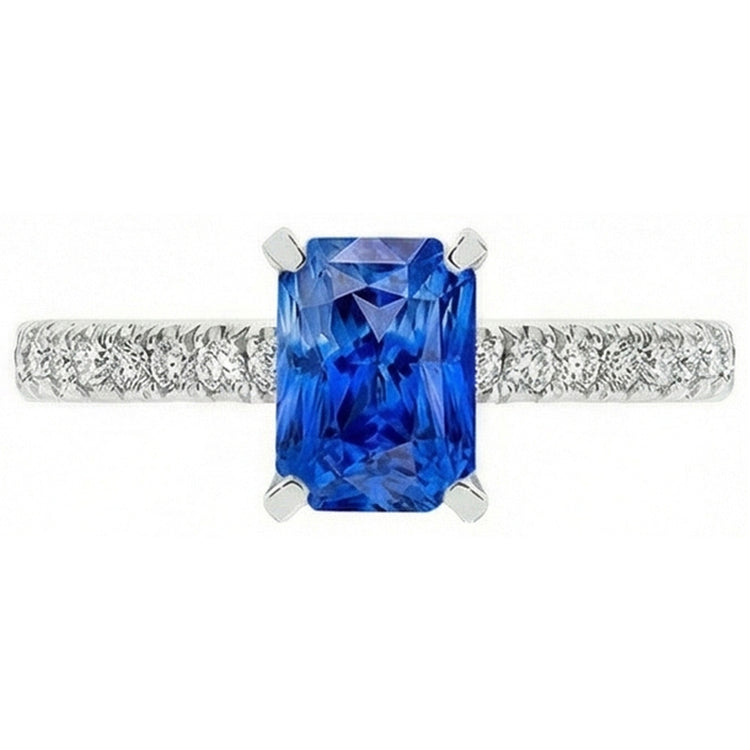 naturel radiant diamant 3.50carats bague angle de côté