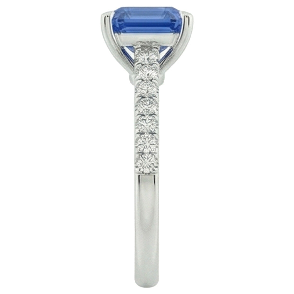 naturel radiant diamant 3.50carats bague détail rapproché