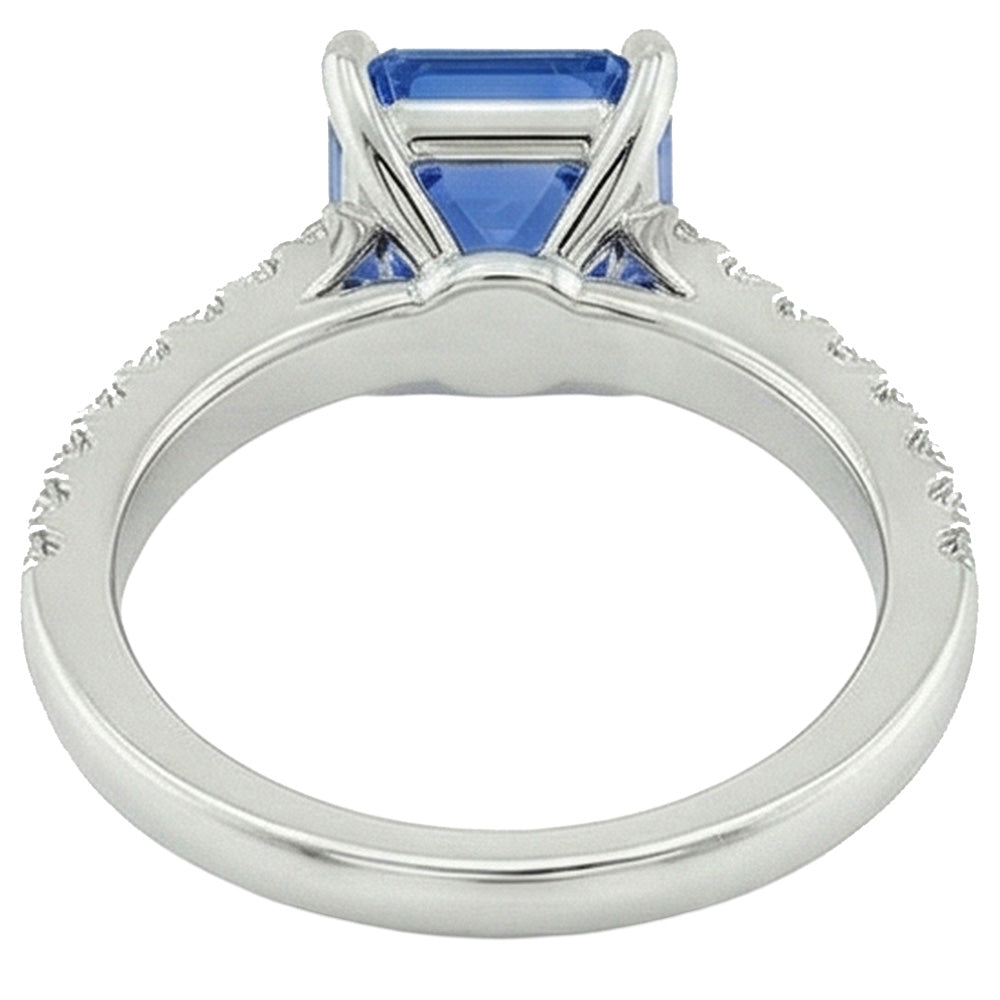 naturel radiant diamant 3.50carats bague vue de profil
