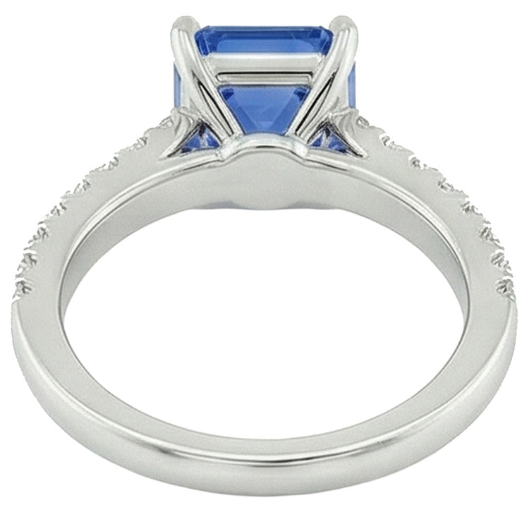 naturel radiant diamant 3.50carats bague vue de profil