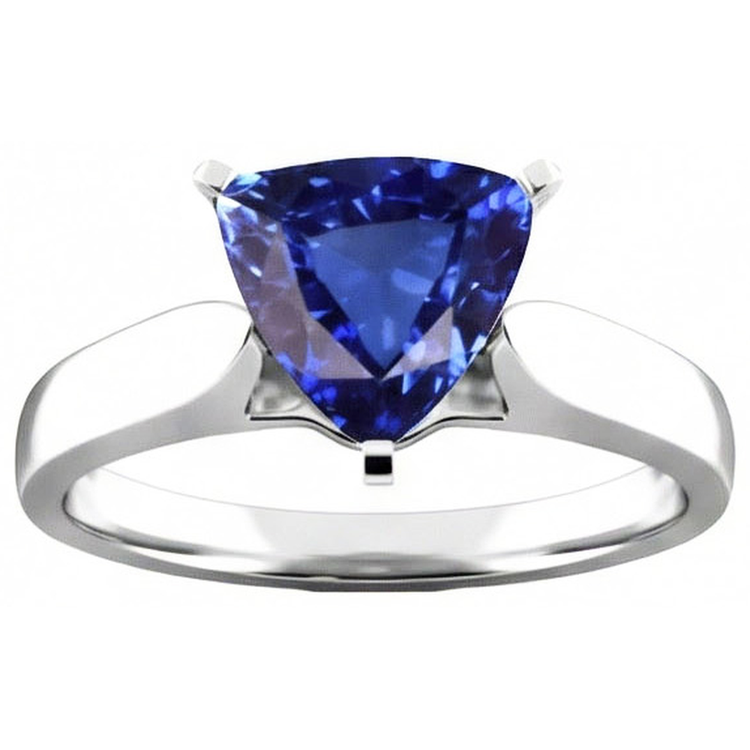 Bague saphir solitaire trillion pour femme 1.50 carats bijoux en or blanc