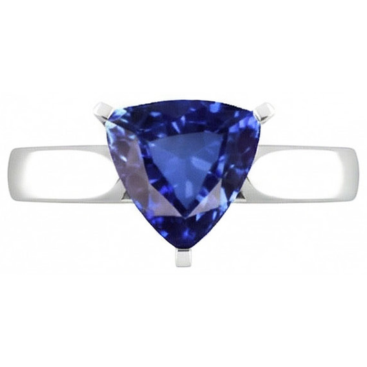 Bague saphir solitaire trillion pour femme 1.50 carats bijoux en or blanc