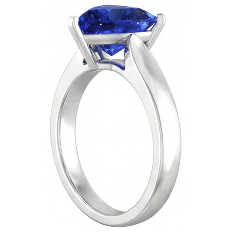 Bague saphir solitaire trillion pour femme 1.50 carats bijoux en or blanc
