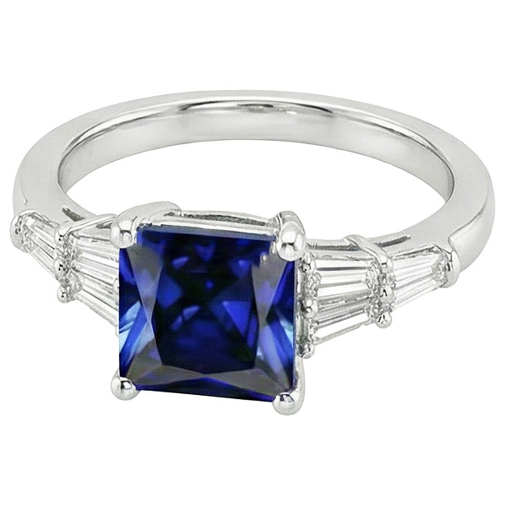 naturel baguette diamant 4.50carats bague vue de face