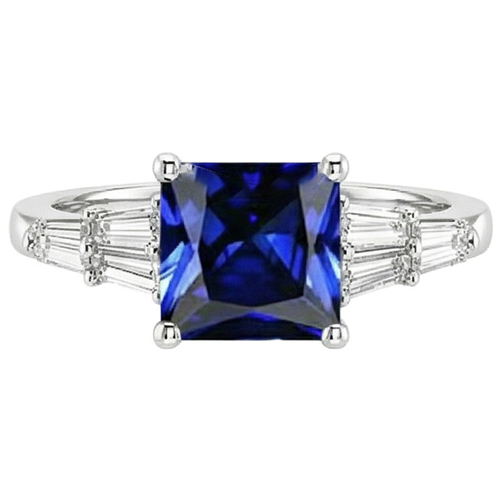 naturel baguette diamant 4.50carats bague angle de côté