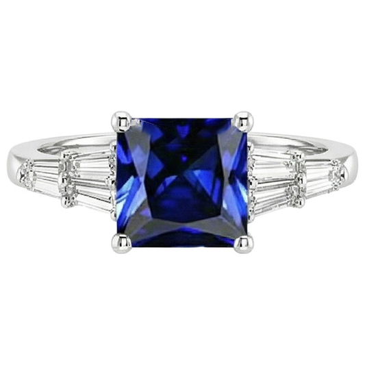 naturel baguette diamant 4.50carats bague angle de côté